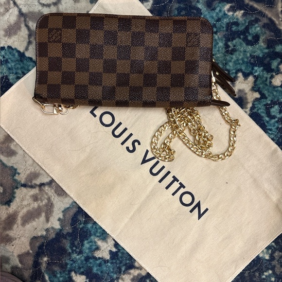 Louis Vuitton Damier Ebene Crossbody Wallet with Gold Chain unbranded 🔥LN - Picture 5 of 11